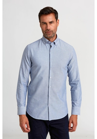 Bisse Bisse Spor Gömlek Modern Fit U. Kol Paşa Yaka Düğmeli Oxford Çizgili Spor Lacivert Gmczg1622300205 D39 Lacivert