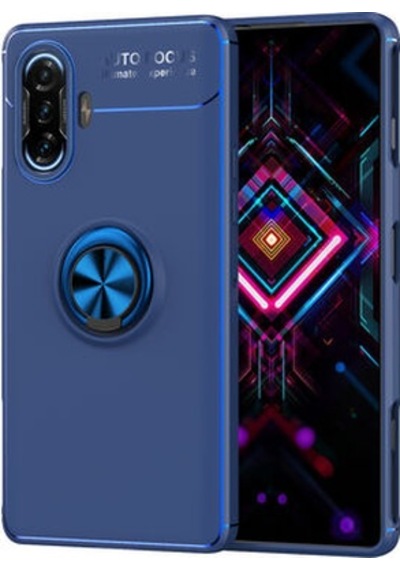 Redmi K40 Gaming Kılıf Yüzüklü Sağlam Esnek Ringo Silikon Kapak Mavi