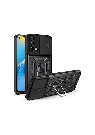 Oppo A74 4G Kilif Sert Silikon Tank Aramid Sürgülü Vega Yüzüklü 563451321