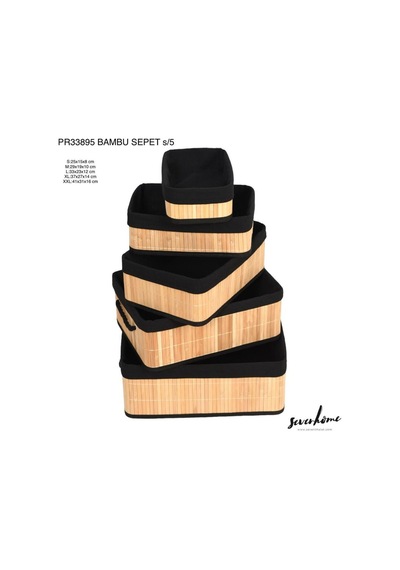 5 Li Bambu Sepet Naturel Astarlı Çok Amaçlı Saklama Kutusu-banyo Kozmetik Mutfak Dolap Orgenizeri Bej 651945230 Bej
