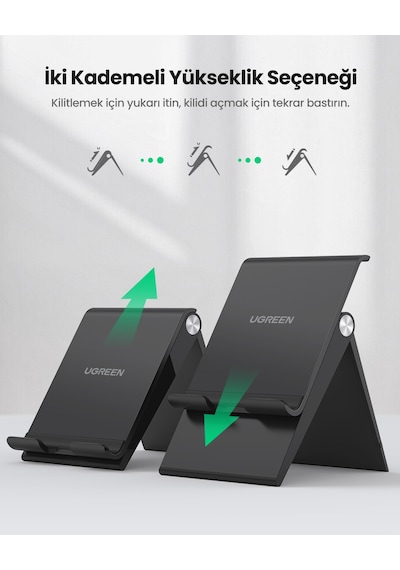 Ugreen Yükseklik Ayarlı Telefon Tutucu Standı, Siyah, 80903 Siyah
