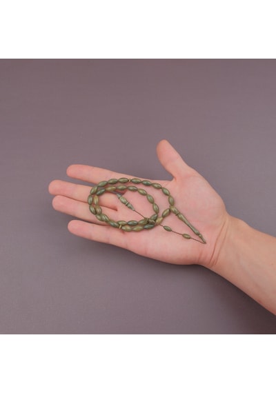 Yeşil Plesenk Ağacı Usta İşi İmzalı Beyzi Kesim 6.5x12mm Tesbih