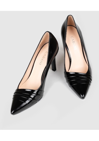 Cabani Rugan Hakiki Deri Siyah Kadın İnce Topuklu Stiletto-siyah Siyah