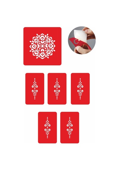 Enhavalı Mandala Geçici Dövme Kına Şablonu 5'li