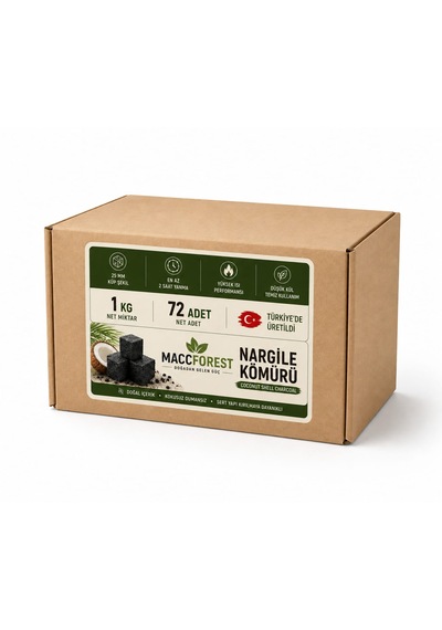 1 Kg Nargile Kömürü 72 Adet Hindistan Cevizi Kabuğu Kömürü 25 Mm Küp Doğal Coconut Shell Charcoal Uzun Süre Yanan Düşük Küllü Yerli Üretim