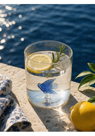 Karaca Fish Balık Temalı Su Bardağı Mavi 320 ML