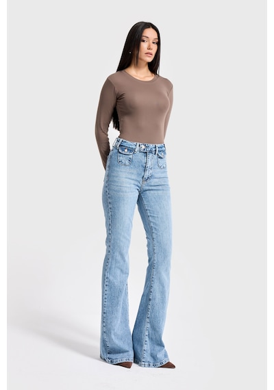 it's basic Kadın Ice Kot Rengi 4s6-3 Flare Fit Viskon Elastan Kumaş Denim Jean Buz Mavi