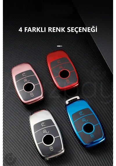 Mercedes A B C E S G Serisi Cla Cle Gls Gla Glb Glc Amg Uyumlu Parlak Tpu Anahtar Kılıfı Kırmızı