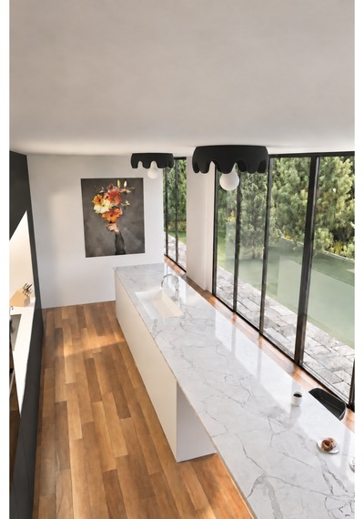 Modern Tekli Avize, Dalgalı Kenarlı Beton Dokulu Plafonyer Avize Siyah