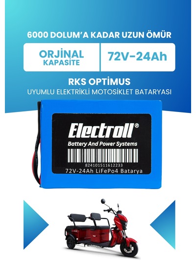 Rks Optimus Batarya Standart Kapasite Lifepo4 72v 24ah Elektrik