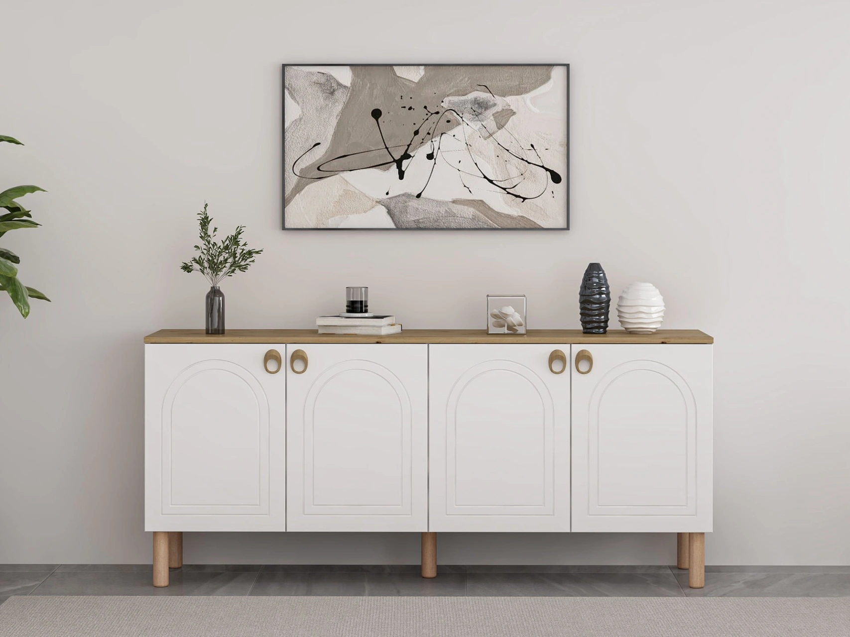 Lotus Bohem Tarz Konsol - Beyaz/artisan Çok Renkli