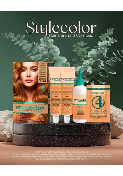 Stylecolor Bitkisel İçerikli Vegan Krem Saç Boyası 7.34 - Karamel