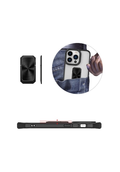 Apple Uyumlu iPhone 13 Pro Kılıf Charm Kısa Ipli Şeffaf Kapak Siyah