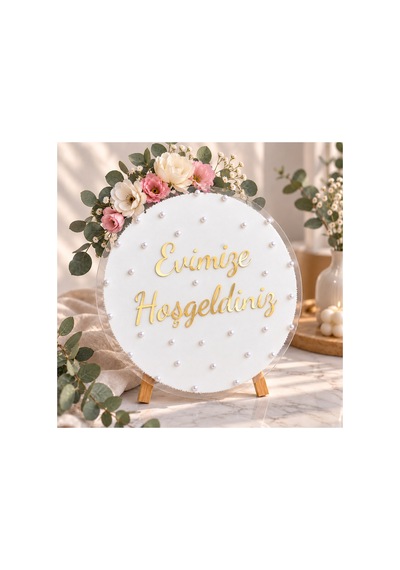 Evimize Hoşgeldiniz Yazılı Kapı Süsü Pleksi 30 Cm Beyaz - 921582457 Beyaz - 921582457 Beyaz