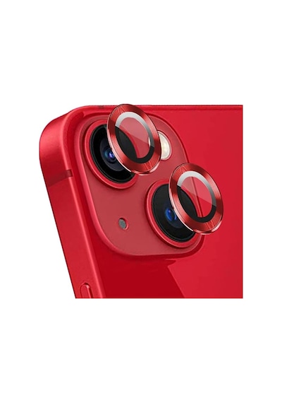Apple Uyumlu iPhone 13 / 13 Mini Alüminyum Seri Kamera Lens Koruyucu Kırmızı Kırmızı