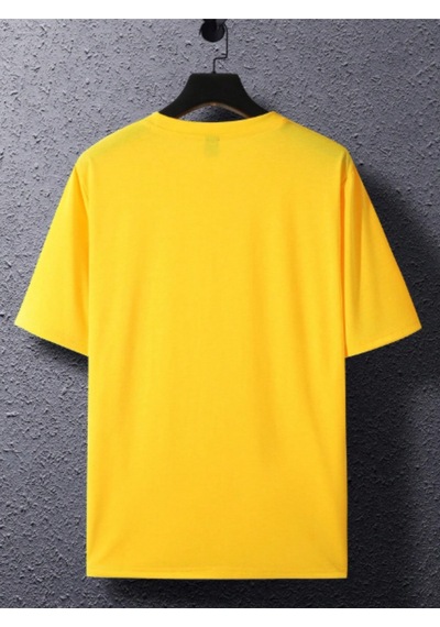 Boğa Sembol T-shirt - Sarı Baskılı Oversize Bisiklet Yaka Kısa Kol Tişört Sarı