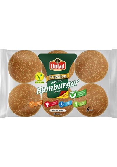 Untad Susamlı Hamburger Ekmeği 6'Lı / 510 G x 2 Paket