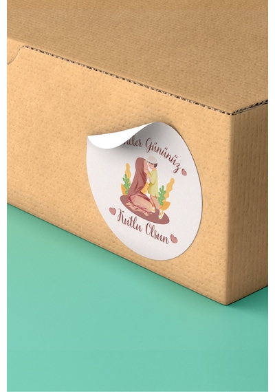 Anneler Gününüz Kutlu Olsun Başörtülü Sticker 3x3cm St2387 Çok Renkli