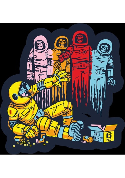 Astronotlar Sticker 10x10 Cmrenkli Sticker