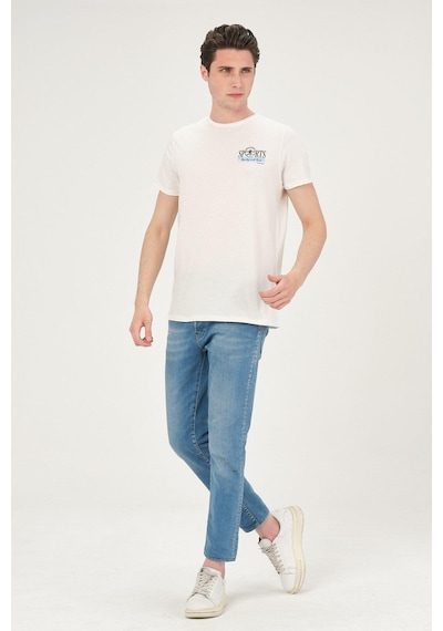 Rich Erkek Yıkamalı Basic T-shirt Tişört %100 Pamuk Tişört Beyaz