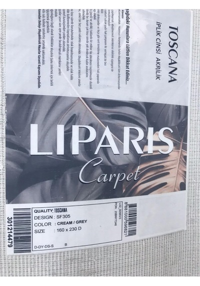 Liparis Halı Toscana 305 Serisi Triko Akrilik Salon Oturma Yatak Odası Halısı Gri - Antrasit