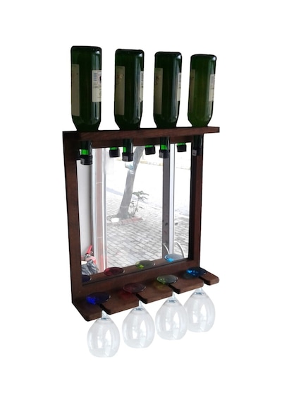 Aynalı Ahşap Şaraplık Viski Bira Salon Bar Duvar Dekoru 44X49 Cm