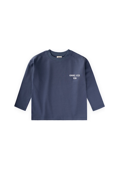 Cigit Sloganlı Uzun Kollu T-shirt 2-10 Yaş İndigo Mavi
