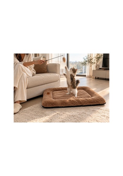 Kedi Ve Köpek Yer Minderi Ve Matı Üst Kalite Boncuk Elyaf Kaydırmaz Taban Kedi Ve Köpek Yatağı Kahverengi 1715597616