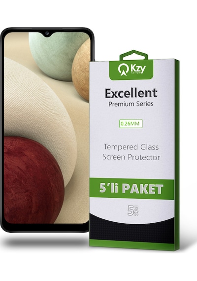 Samsung Galaxy A12 ile Uyumlu Temperli Ekran Koruyucu Kırılmaz Cam Ekonomik 5'li Paket