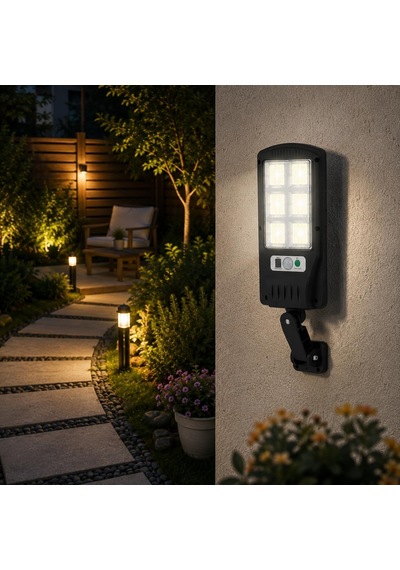 Güneş Enerjili Solar Led Bahçe Lambası, Kumandalı Hareket Sensörlü 3 Modlu Ip65 Dış Mekan Duvar Aydınlatma, Ay