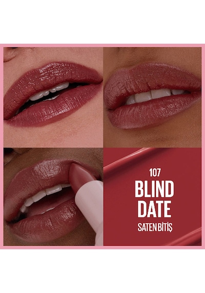 Maybelline New York Serum Etkili Hyalüronik Asit Ve Besleyici Yağ İçeren Satin Ruj 107 Blind Date