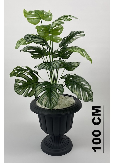 Biçiçek Yapay Monstera Deve Tabani 70 Cm Antresi̇t Nergi̇s Saksıda