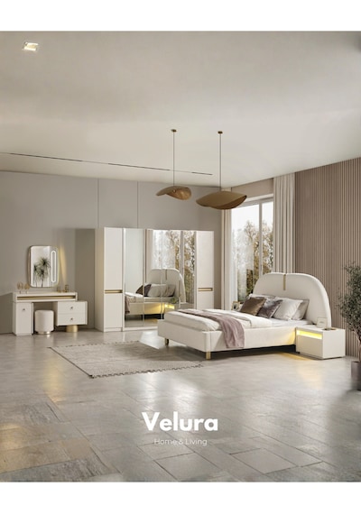 Bern 6 Kapaklı Gardırop - Aynalı Ekru - Meşe