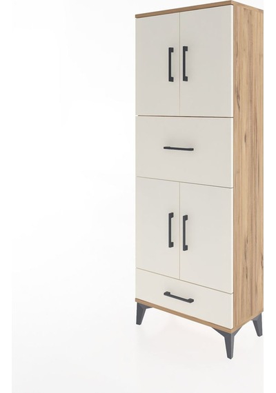 Arges Dolap 4 Raflı 2 Çekmeceli 4 Kapaklı 60x30x163 Çam-aytaşı Çam