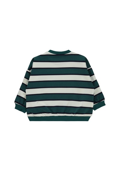 Civil Baby Çizgili 6-18 Ay Sweatshirt - Yeşil Zümrüt Yeşili
