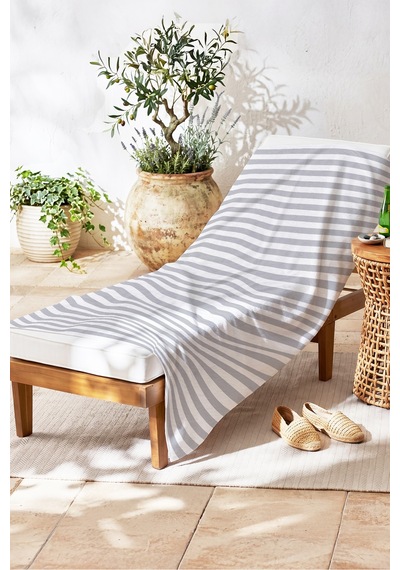 Çizgili Gri Beyaz Modern Plaj Havlusu - Minimalist Marine Stil Hızlı Kuruyan Mikrofiber Havlu Serin Kanyon