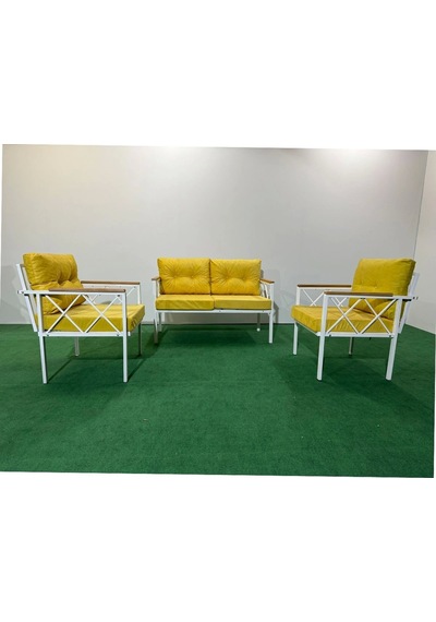 2+1+1 Beyaz Profil Balkon-bahçe-kafe- Çay Seti-koltuk Takımı-oturma Grubu-ofis Koltuğu Sarı 2+1+1 Beyaz Profil Balkon-bahçe-kafe- Çay Seti-koltuk Takımı-oturma Grubu-ofis Koltuğu Sarı
