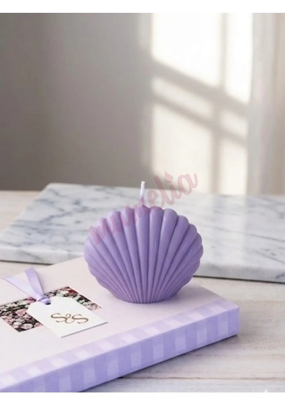 Mumelia Mini İstiridye - Doğal Soya Blok Dekoratif Mum - 5'li - Mor