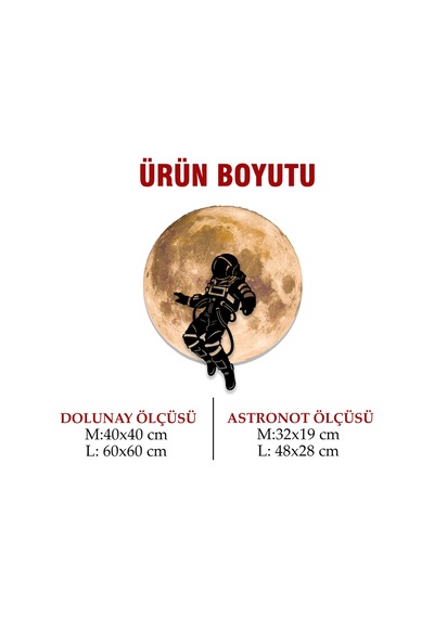 Kişiselleştirilebilir Led Işıklı Epoksi Cam Katmanlı Tablo Astronot Dolunay Sarı - 738250971 Sarı