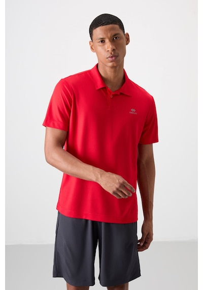 Tommy Life Kırmızı Logo Baskılı Standart Kalıp Polo Yaka Aktif Spor Erkek T-shirt - 88252 Kirmizi
