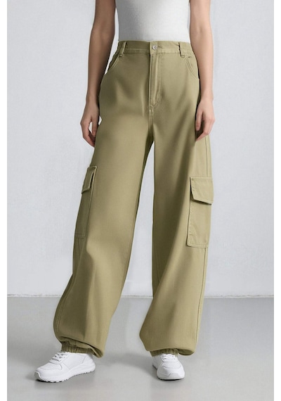 DeFacto Coool Jogger Pantolon Gabardin Kumaş Normal Bel Basic Düz Kargo Cepli B0454AX24SPKH461