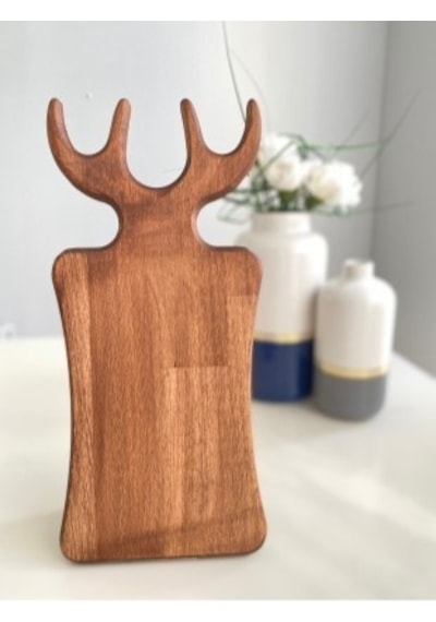 Ahşap Kayın Ağacı Geyik Model Kahve Sunum Kesme Tahtası