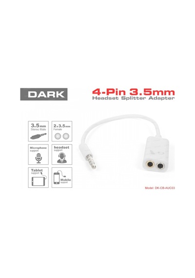 Dark Dk Cb Auc03 1x Erkek Stereo 2x Dişi Ses Ara Kablosu