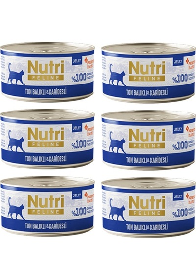 Nutri Feline Adult Jelly 70gr Ton Balıklı & Karidesli 6 Adet Yaş Yetişkin Kedi Maması