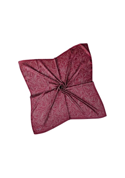 Mim Eşarp Ebruli Jan Jan Spiral Desenli Eşarp 90x90 Cm Bordo