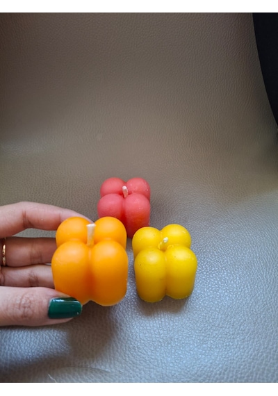 Kare Mini Dekoratif Mum Turuncu