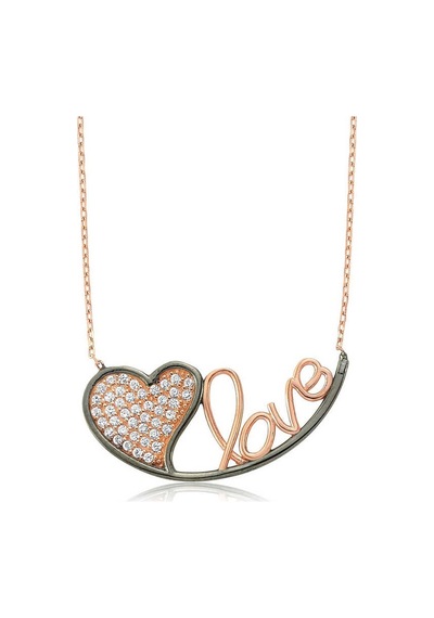 Aya Diamond Gümüş Kalpli Love Kadın Kolye Rose