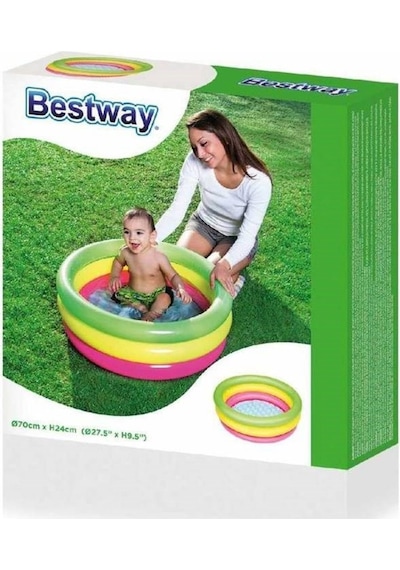Bestway 51128 Çocuk Havuzu Zemin Şişme Havuz Küvet 70 x 24 CM Çok Renkli