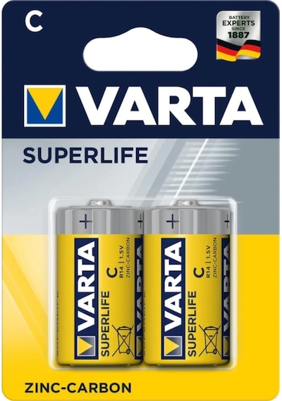 Varta 2014 Superlife Çinko Karbon Manganez Orta Boy C Pil 2'li
