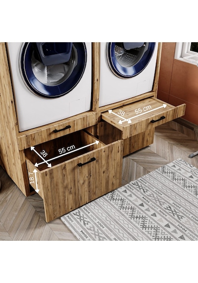 4 Çekmeceli Çamaşır Ve Kurutma Makinesi Dolabı, Banyo Dolabı Atlantik Çam